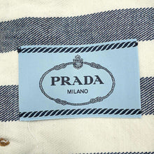 将图像加载到图库查看器中，PRADA Short Striped Denim Jacket Size 38 White/Blue GFB288 Cotton100%
