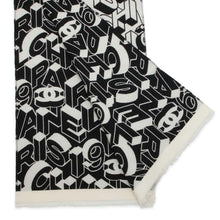 Load image into Gallery viewer, CHANEL Reversible Scarf CC Logo/CHANEL logo all-over pattern Black/White Wool 82% Silk18%
