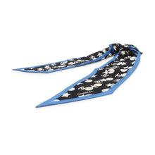 Load image into Gallery viewer, CHANEL CC Logo/Star Pattern Scrunchie Scarf Set Black/White/Blue Silk100%
