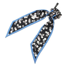 Load image into Gallery viewer, CHANEL CC Logo/Star Pattern Scrunchie Scarf Set Black/White/Blue Silk100%
