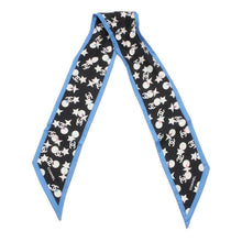 Load image into Gallery viewer, CHANEL CC Logo/Star Pattern Scrunchie Scarf Set Black/White/Blue Silk100%
