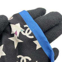 Load image into Gallery viewer, CHANEL CC Logo/Star Pattern Scrunchie Scarf Set Black/White/Blue Silk100%
