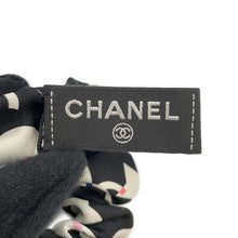 将图像加载到图库查看器中，CHANEL CC Logo/Star Pattern Scrunchie Scarf Set Black/White/Blue Silk100%
