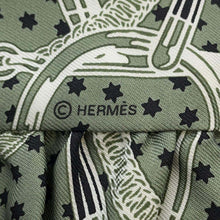 Load image into Gallery viewer, HERMES Twilly Frill Apron Doll Bandana Eperon d&#39;Or Bandana Sage/Black/White Silk100%
