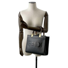 Load image into Gallery viewer, FENDI Sunshine 2WAY Handbag Black 8BH394 Leather Size Small
