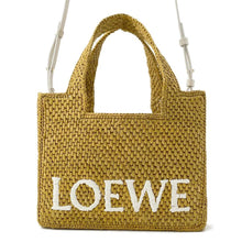 将图像加载到图库查看器中，LOEWE Font Tote Bag Yellow/White A685B59X01 Raffia Size Small
