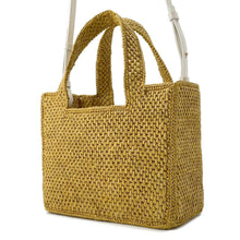 将图像加载到图库查看器中，LOEWE Font Tote Bag Yellow/White A685B59X01 Raffia Size Small
