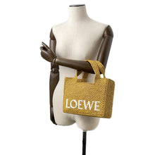 将图像加载到图库查看器中，LOEWE Font Tote Bag Yellow/White A685B59X01 Raffia Size Small
