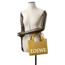 将图像加载到图库查看器中，LOEWE Font Tote Bag Yellow/White A685B59X01 Raffia Size Small
