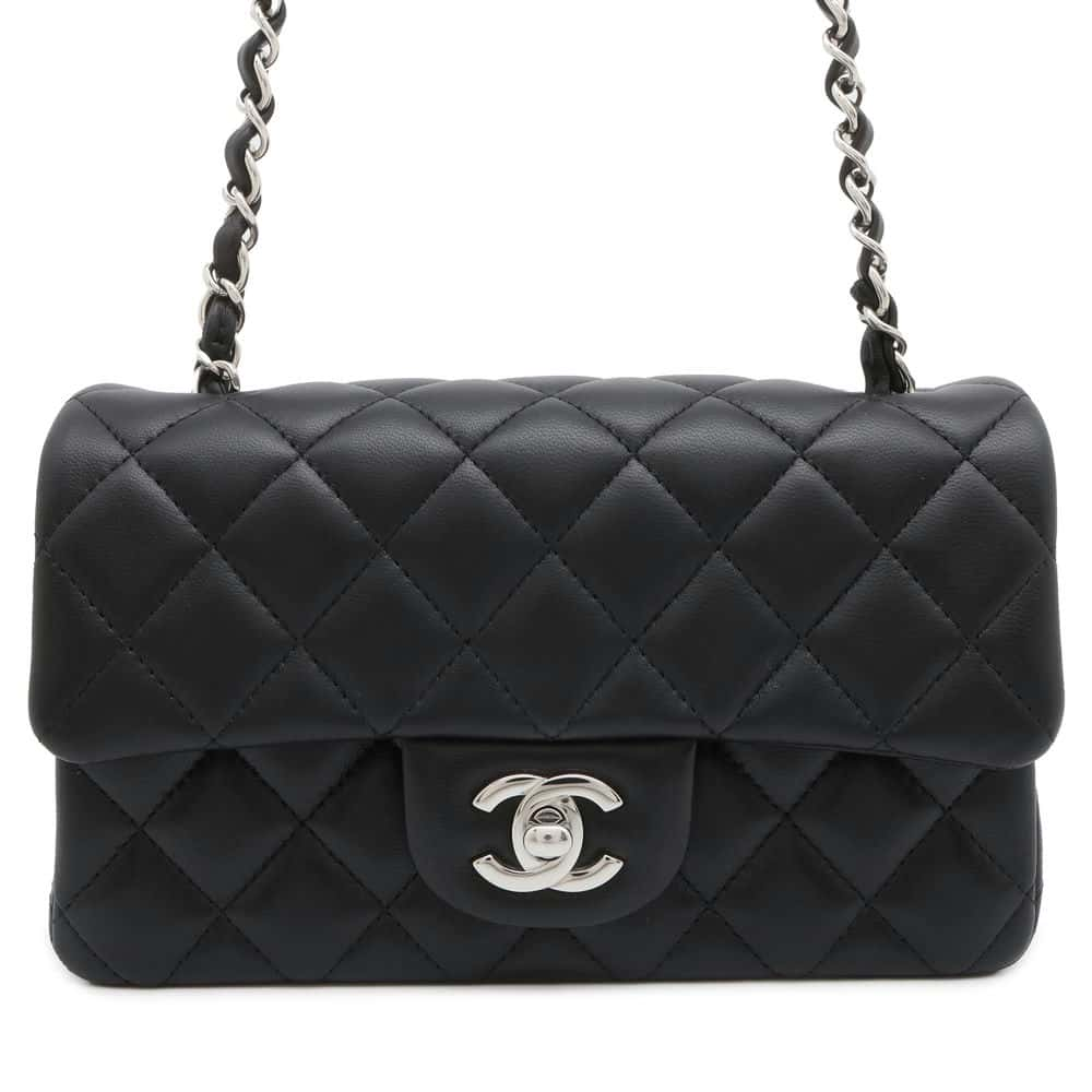 CHANEL Mini Matelasse ChainShoulder Bag Black A69900 Lambskin Size Mini