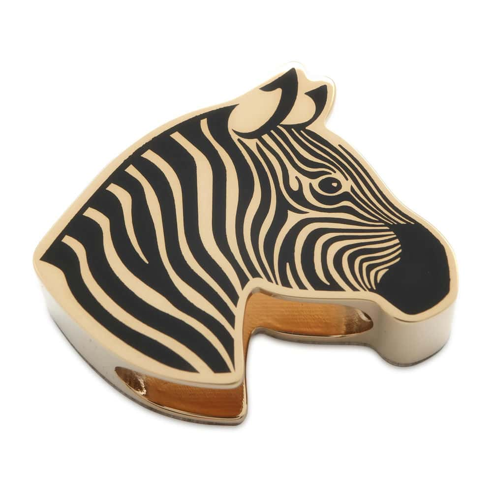 HERMES scarf ring zebra Black/Gold Gold Plated