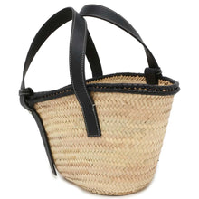 Load image into Gallery viewer, LOEWE inlay basket bag Natural/Black A223S93X17 Raffia Leather Size Small
