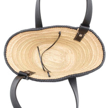 将图像加载到图库查看器中，LOEWE inlay basket bag Natural/Black A223S93X17 Raffia Leather Size Small
