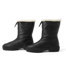 将图像加载到图库查看器中，HERMES Short Boots Journey Black / Ecru H242964ZH01405 Calf Leather Sheepskin Lining Rubber Sole Size 37
