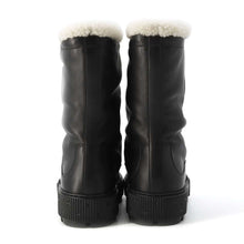 将图像加载到图库查看器中，HERMES Short Boots Journey Black / Ecru H242964ZH01405 Calf Leather Sheepskin Lining Rubber Sole Size 37
