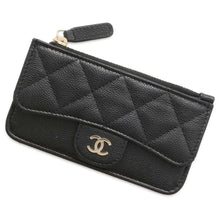 将图像加载到图库查看器中，CHANEL Matelasse Classic Zip Card Case Black AP2570 Caviar Leather
