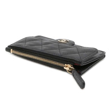 将图像加载到图库查看器中，CHANEL Matelasse Classic Zip Card Case Black AP2570 Caviar Leather
