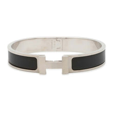 将图像加载到图库查看器中，HERMES Clic Bracelet Size PM Black Enamel Metal
