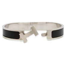 将图像加载到图库查看器中，HERMES Clic Bracelet Size PM Black Enamel Metal
