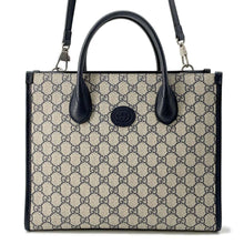 Load image into Gallery viewer, GUCCI Interlocking G Tote Bag Beige/Blue 659983 GG SupremeCanvas Size Small
