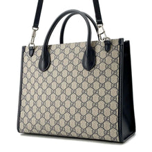 Load image into Gallery viewer, GUCCI Interlocking G Tote Bag Beige/Blue 659983 GG SupremeCanvas Size Small
