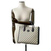 Load image into Gallery viewer, GUCCI Interlocking G Tote Bag Beige/Blue 659983 GG SupremeCanvas Size Small
