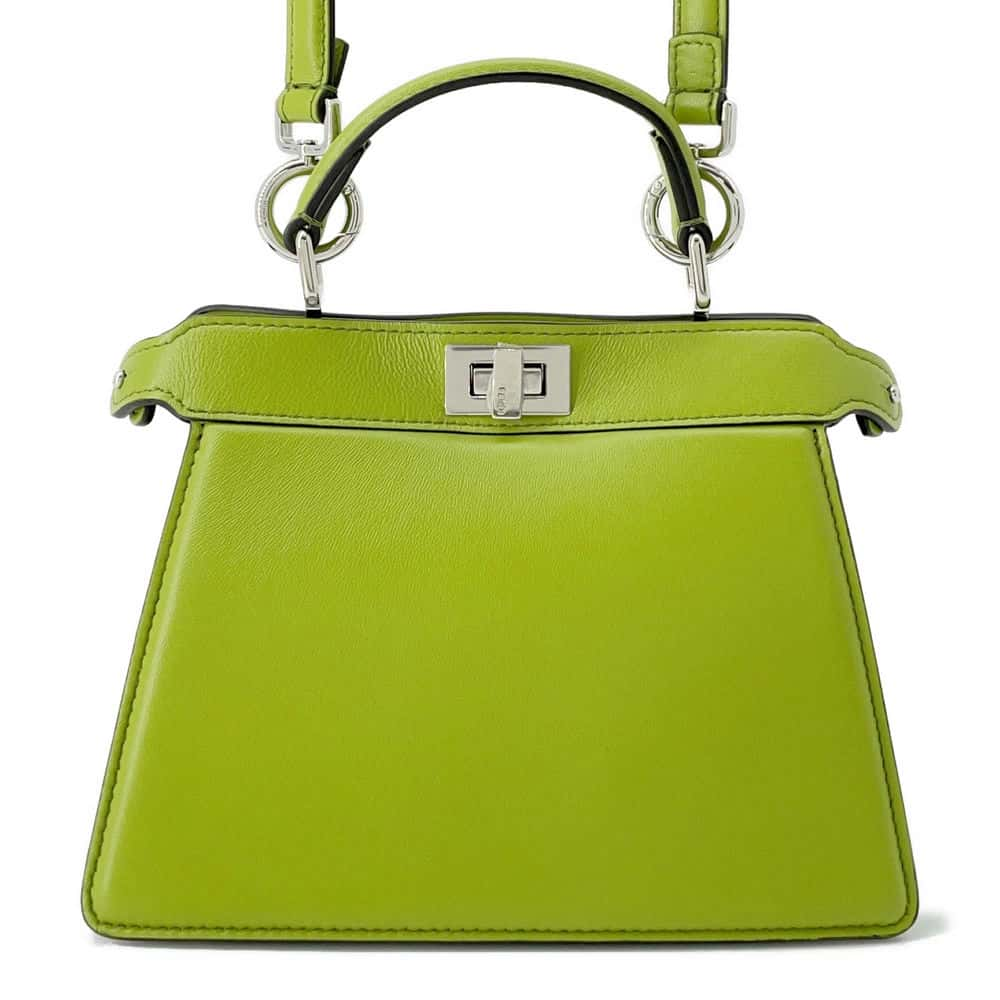 FENDI Peekaboo IseeU Green 8BN335 Leather Size Petit