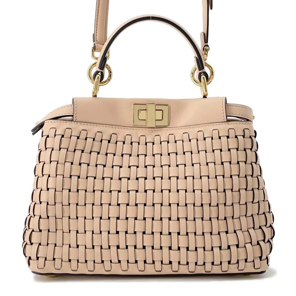 FENDI Peekaboo braid Beige 8BN244 Leather Size Mini