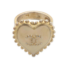 Load image into Gallery viewer, CHANEL Heart Shaped Ring Size 13 Gold Metal
