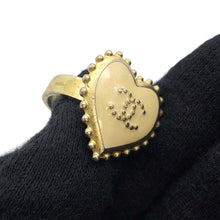 Load image into Gallery viewer, CHANEL Heart Shaped Ring Size 13 Gold Metal
