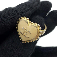 Load image into Gallery viewer, CHANEL Heart Shaped Ring Size 13 Gold Metal
