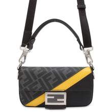 将图像加载到图库查看器中，FENDI Baguette 2WAY Shoulder Bag Black/Yellow 7AS149 PVC Leather Size Mini
