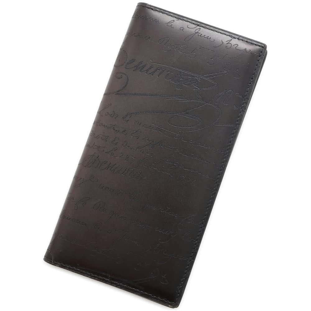 Berluti Calligraphy Santal Bi-fold Wallet Black Leather