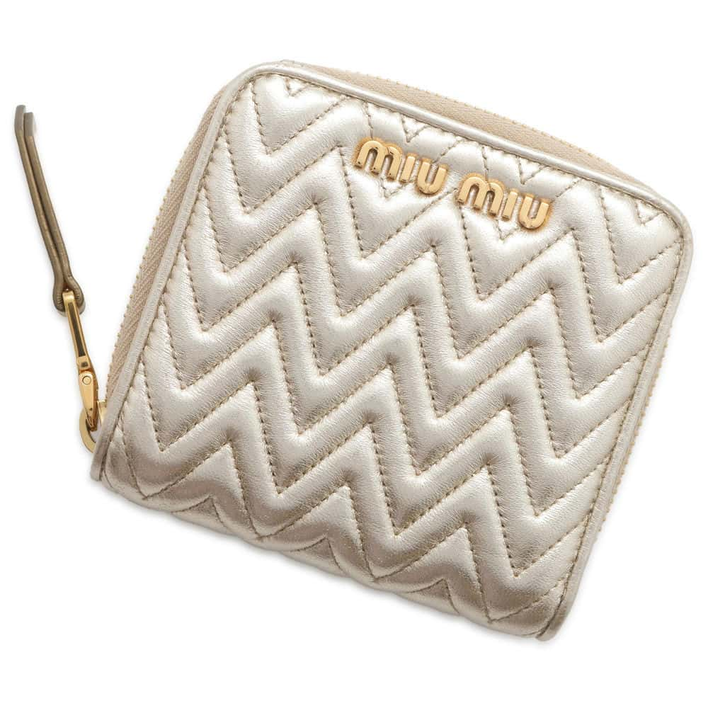 MIUMIU Compact wallet Gold 5ML522 Leather