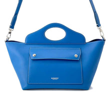 Load image into Gallery viewer, BURBERRY Soft Bucket 2way Tote Bag Blue 8039046 Leather Size Mini
