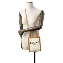 将图像加载到图库查看器中，CELINE Vertical Cabas Brown/Beige 193302 Canvas Leather Size Mini
