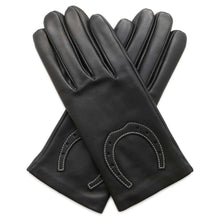 将图像加载到图库查看器中，HERMES Horseshoe Gloves Size 7.5 Black Leather
