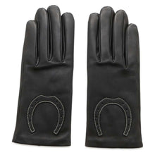 将图像加载到图库查看器中，HERMES Horseshoe Gloves Size 7.5 Black Leather
