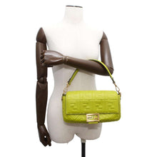 将图像加载到图库查看器中，FENDI Shoulder Bag Baguette Zucca Green 8BR600 Leather
