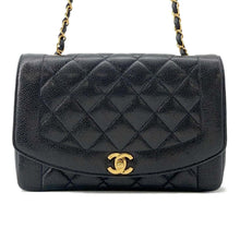 Load image into Gallery viewer, CHANEL Diana Single Flap ChainShoulder Bag Black A01165 Caviar Leather Size 25
