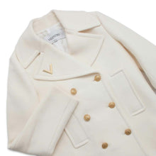 将图像加载到图库查看器中，Valentino Garavani V logo PCoat Size 38 Ivory UB3CJ0U54G8 Wool 100%
