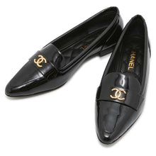 将图像加载到图库查看器中，CHANEL CC Logo Pointed Toe Pumps BlackG45292 Patent Leather Size 39C
