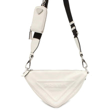 将图像加载到图库查看器中，PRADA Logo embossed triangle shoulder bag White 1BH190 Leather
