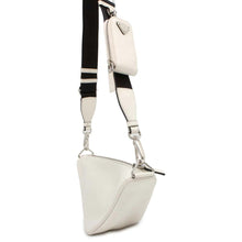 将图像加载到图库查看器中，PRADA Logo embossed triangle shoulder bag White 1BH190 Leather
