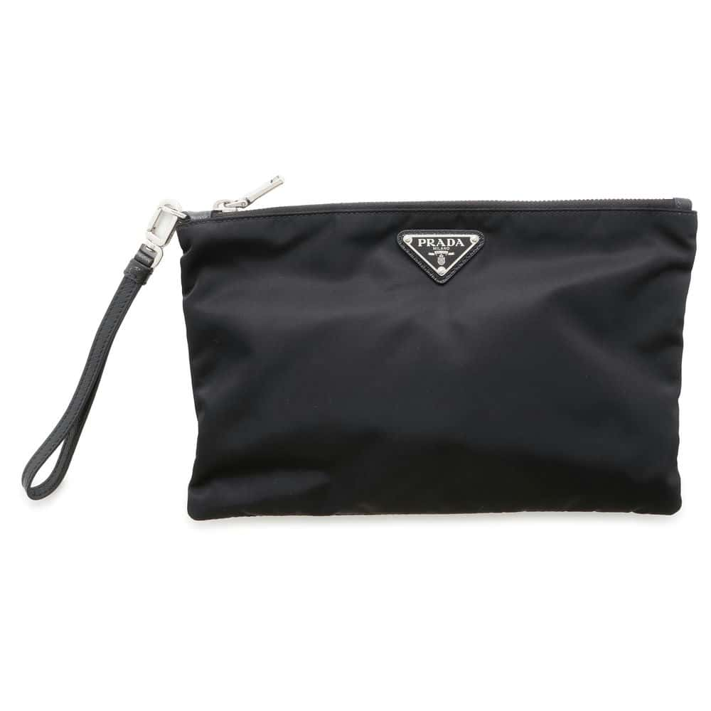 PRADA Re-Nylon xSaffiano LeatherLeather Pouch Black 2NH006 Nylon