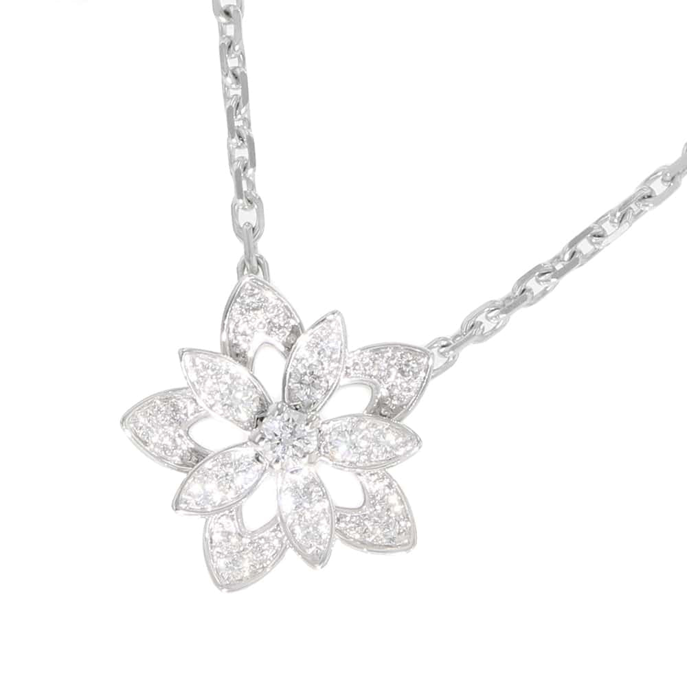 Van Cleef & Arpels Lotus Necklace Size MiniVCARP0ZW00 18K White Gold