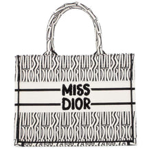 将图像加载到图库查看器中，Dior Miss Dior Allover Embroidery Book Tote White/Black M1296ZEZE_M041 Canvas Size Medium
