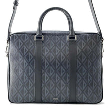 将图像加载到图库查看器中，Dior CDDiamond Zip Briefcase Black/Gray 1ESBR180CDP_H43E PVC Coated Canvas Calf Leather
