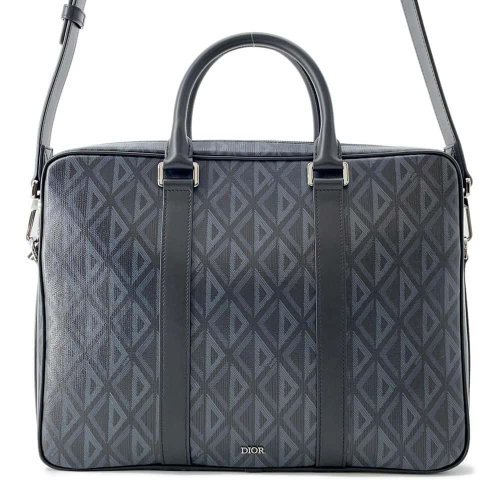 Dior CDDiamond Zip Briefcase Black/Gray 1ESBR180CDP_H43E PVC Coated Canvas Calf Leather