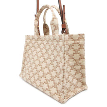 Load image into Gallery viewer, CELINE Small Cabas Thais Handbag Triomphe White 199162 Canvas Leather Size Small
